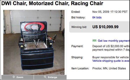 DWI Racing Chair Sells for a $30,000 Loss