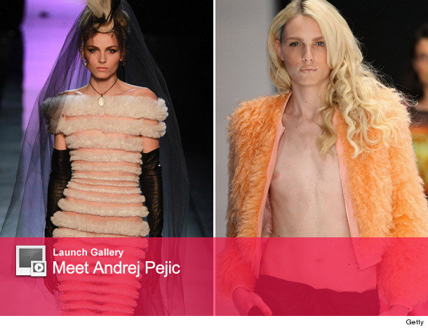 Male Model Andrej Pejic Poses In Women's Swimwear