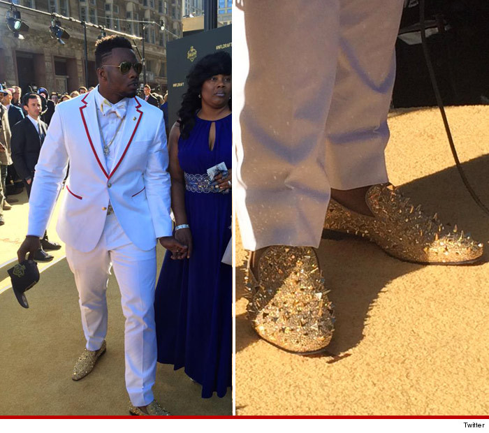 Dante Fowler GOLD SPIKED LOUBOUTINS At NFL Draft
