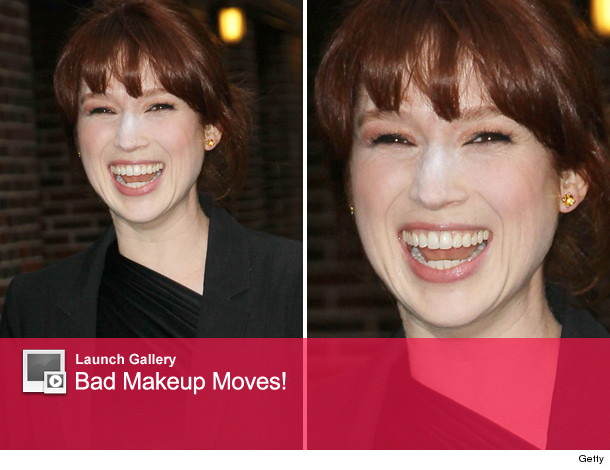 Ellie Kemper has followed in the embarrassed footsteps of Nicole Kidman and Uma Thurman, unknowingly posing for photos with a questionable makeup job!