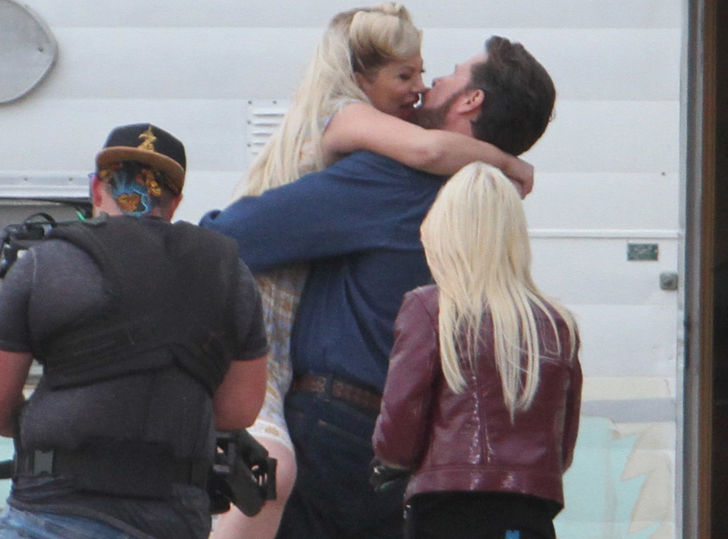 Tori Spelling and Dean McDermott Make Out on 'Sharknado' TV Spot Set
